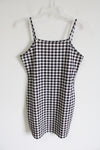 Shein Black White Gingham Fitted Dress | L (8/10)