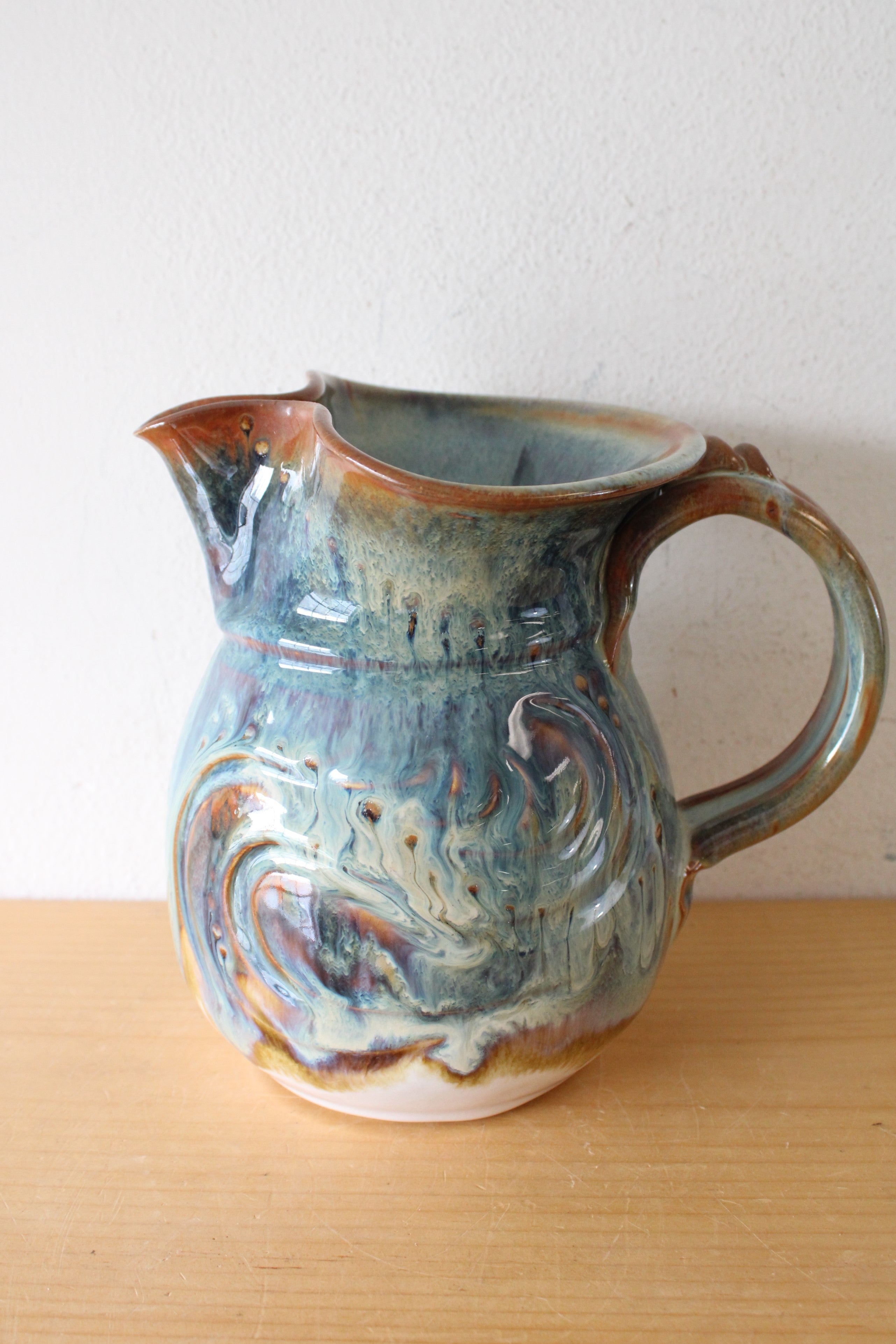 Blue Glazed Pottery Pitcher