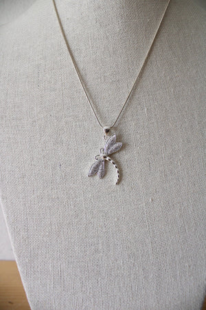 Sterling Silver Dragonfly Pendant Necklace
