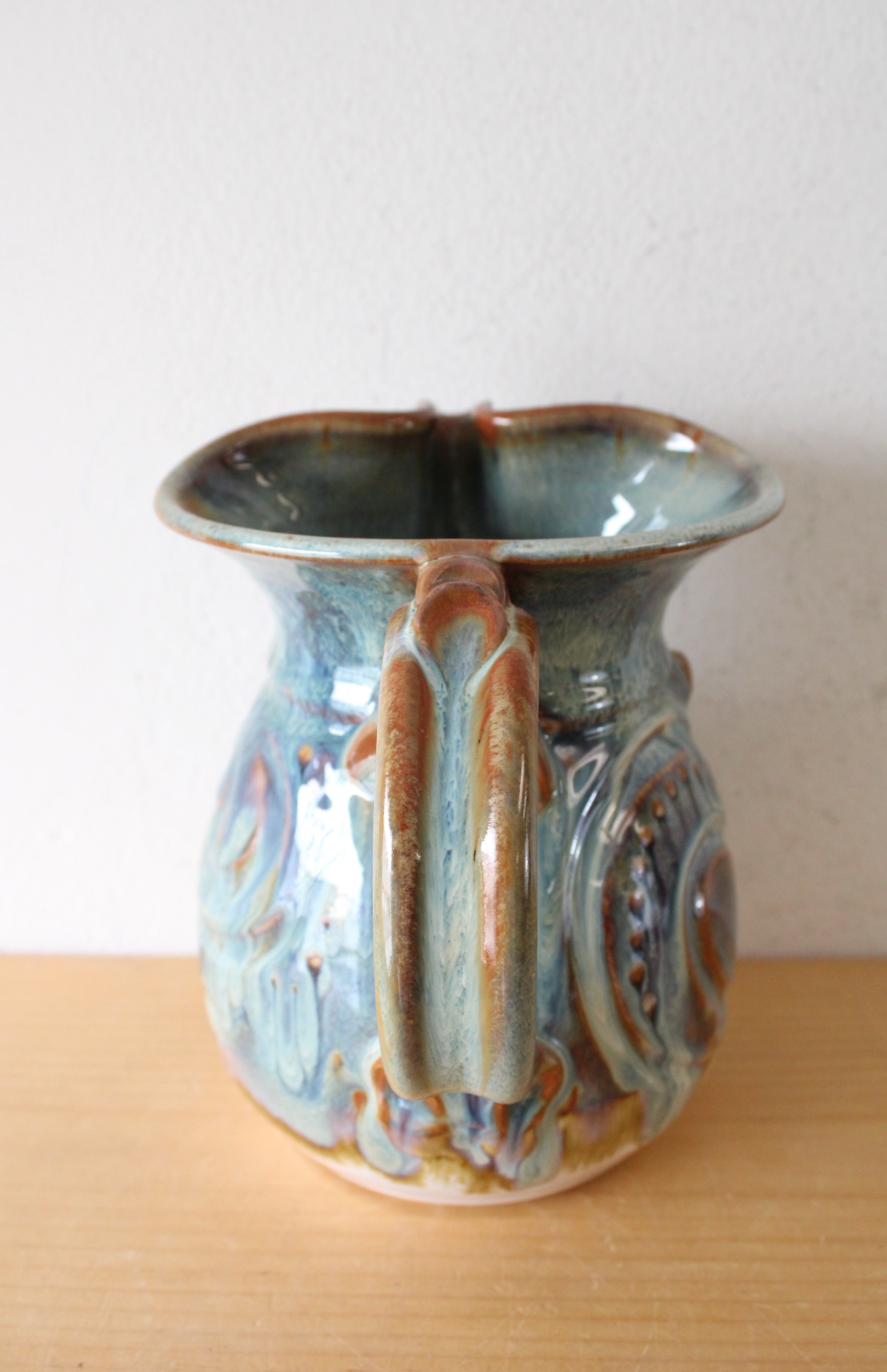 Blue Glazed Pottery Pitcher