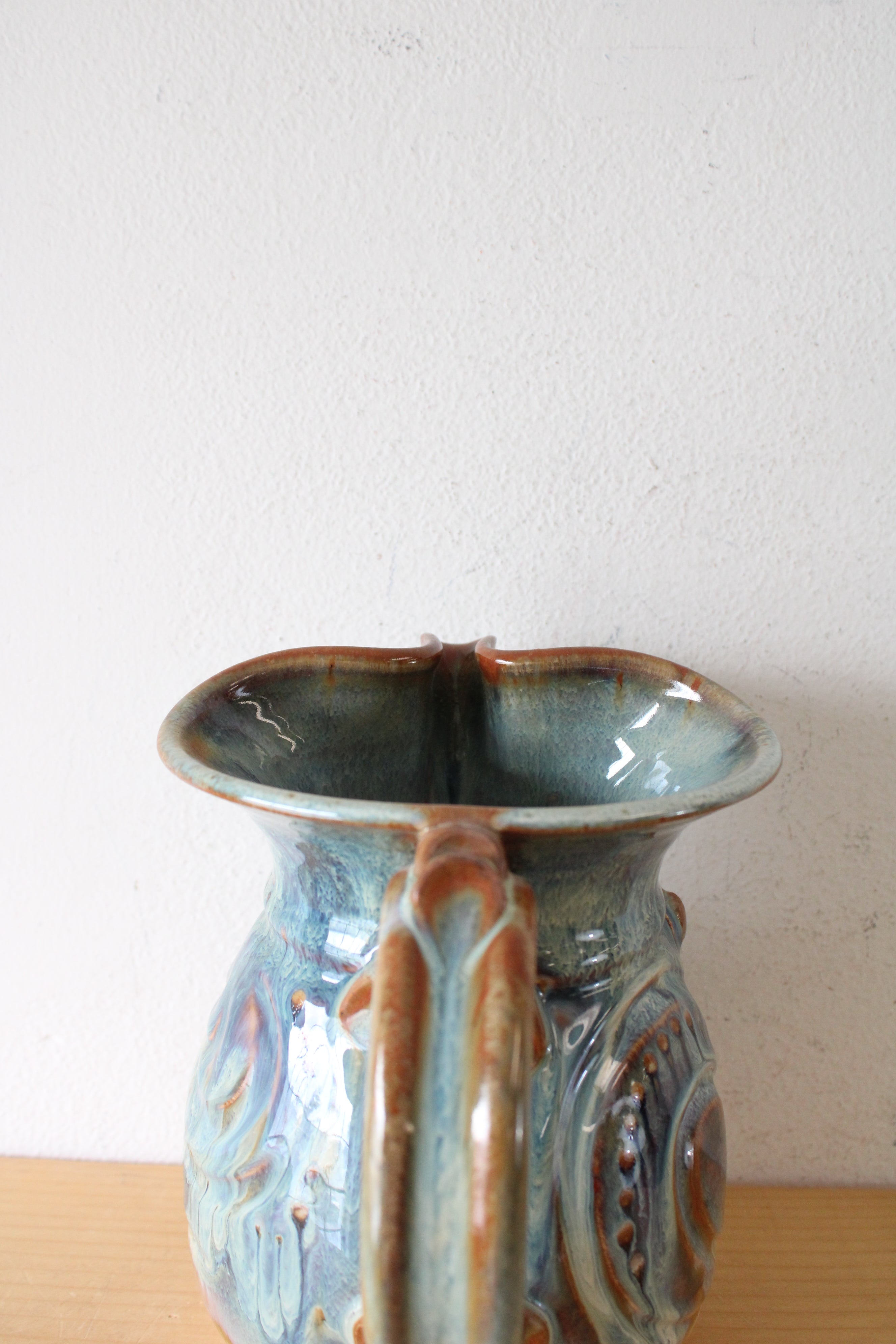 Blue Glazed Pottery Pitcher