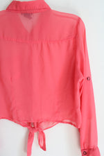 Cotton Express Coral Pink Sheer Chiffon Blouse | L