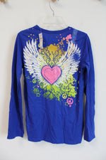 NEW The Children's Place Heart Design Blue Long Sleeved Shirt | Youth XL (14)