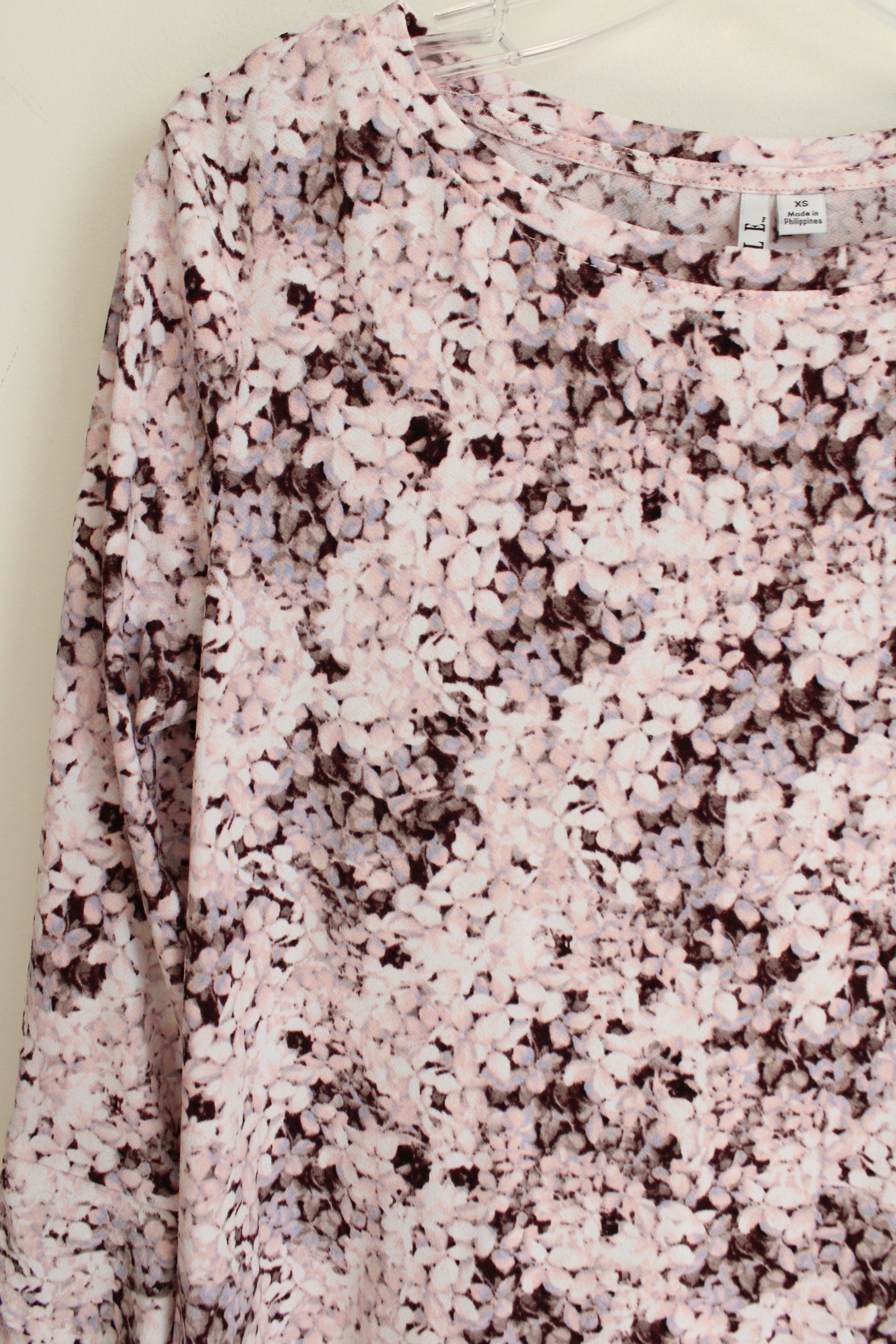 Elle Pink & Burgundy Floral Long Sleeved Blouse | XS