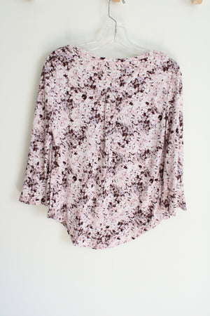 Elle Pink & Burgundy Floral Long Sleeved Blouse | XS