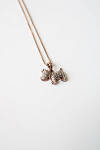 Rose Gold Plated Sterling Silver Scottish Terrier Pendant Necklace