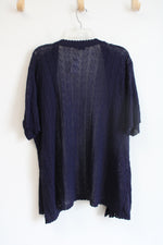 NEW Basic Editions Navy Crocheted Knit Cardigan | 2X