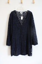 NEW J Valdi Navy Lace Beach Coverup | 1X