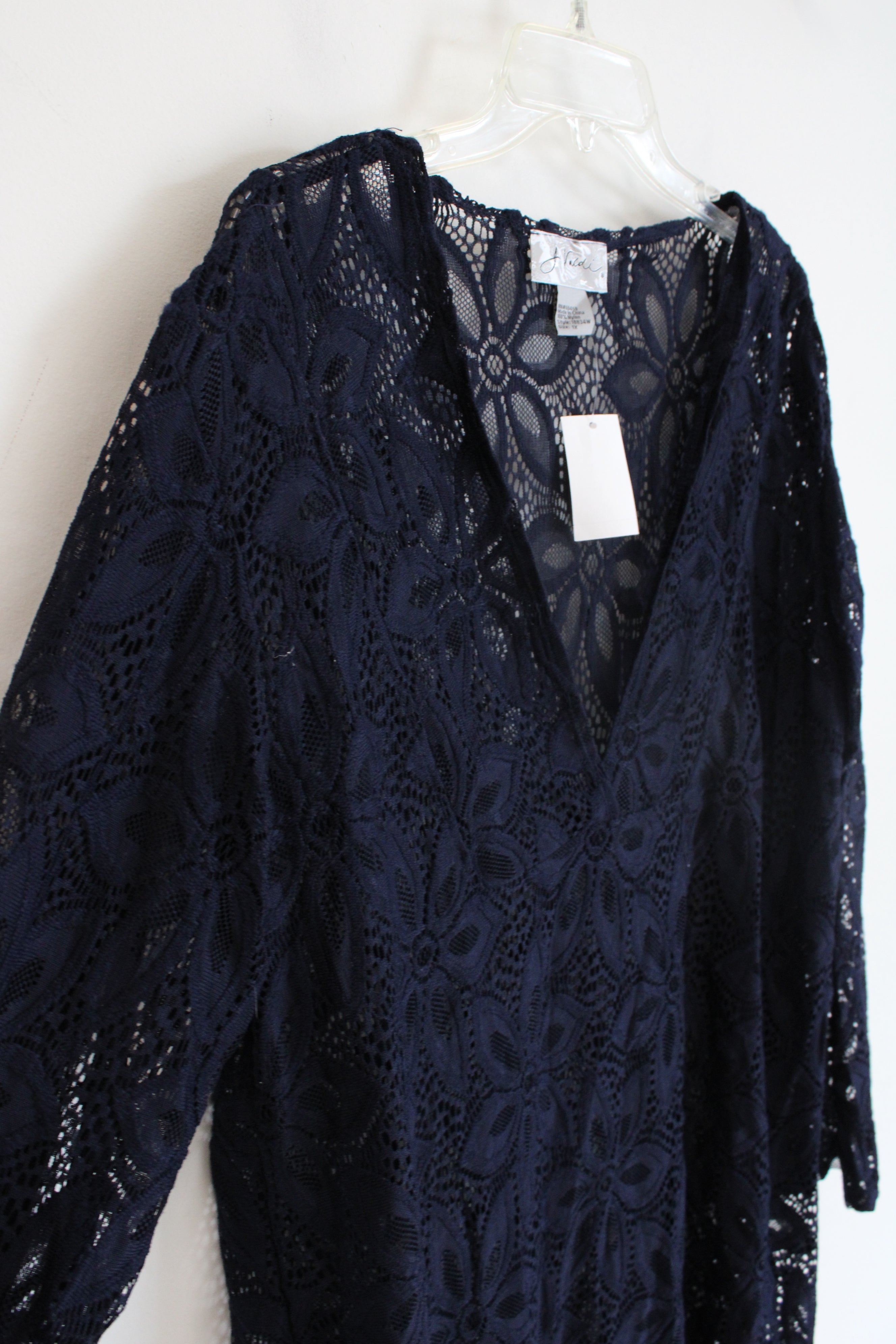 NEW J Valdi Navy Lace Beach Coverup | 1X