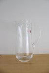 Vintage Romania Etched Floral Tall Glass Pitcher