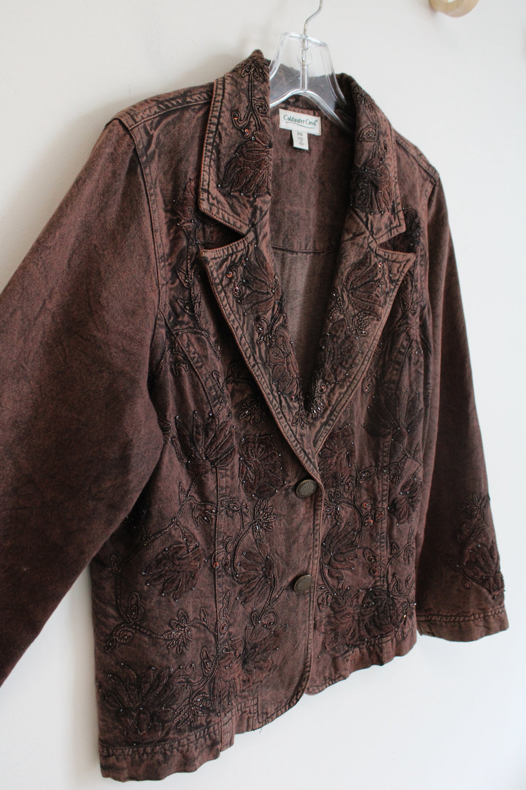 Coldwater Creek Beaded Brown Blazer | 10 Petite