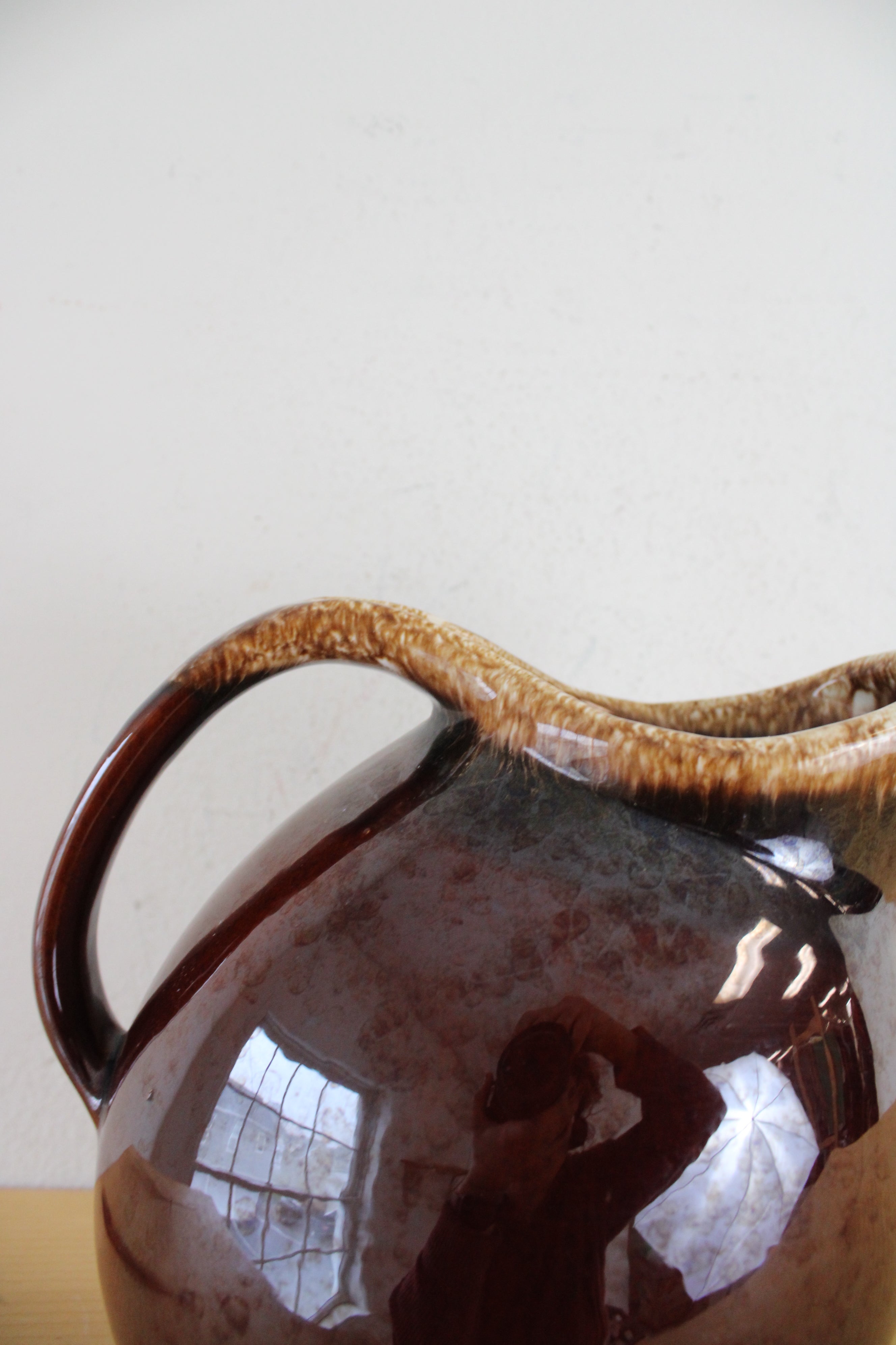 Hull Brown Glazed Tilted Ceramic Pitcher