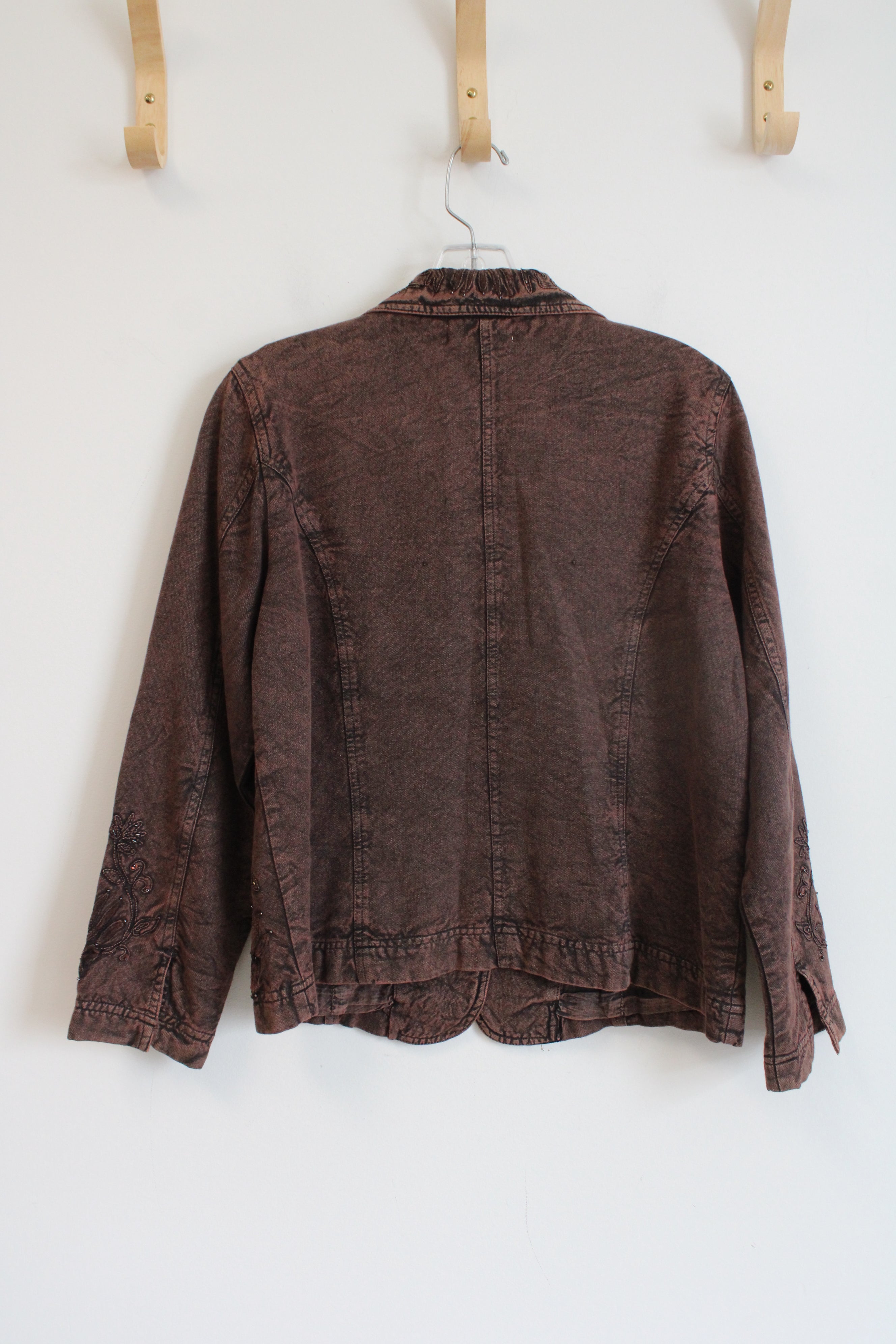 Coldwater Creek Beaded Brown Blazer | 10 Petite