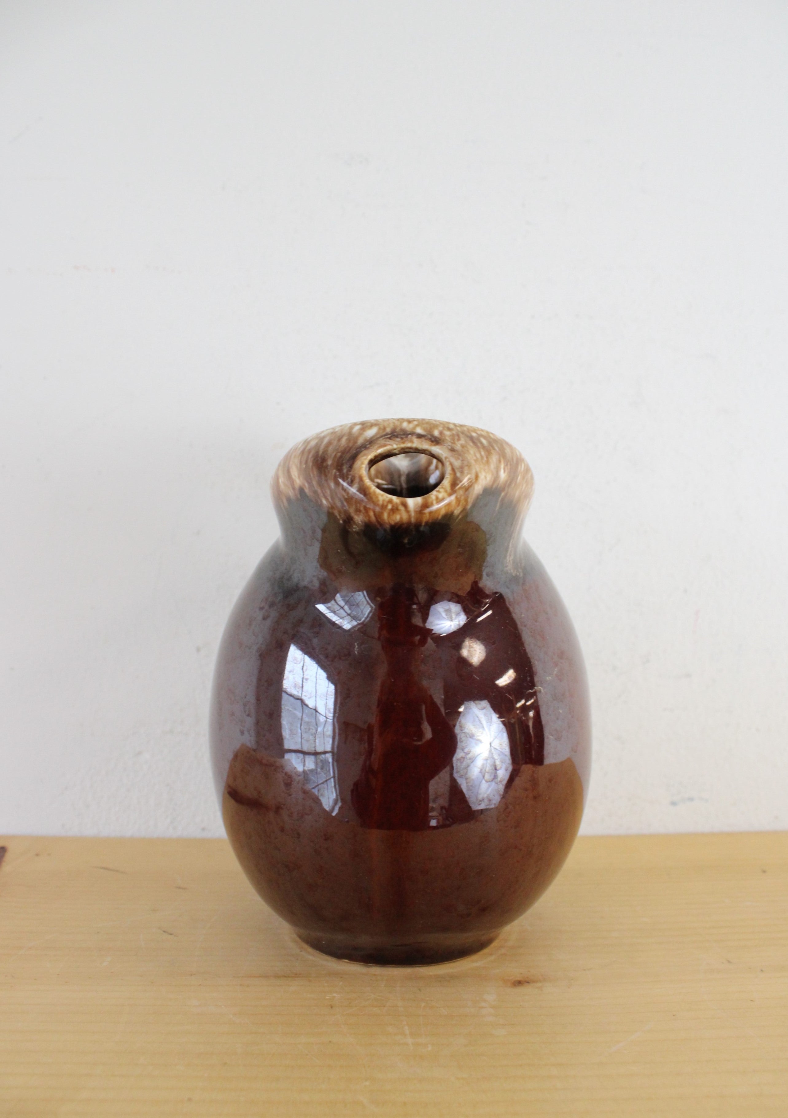 Hull Brown Glazed Tilted Ceramic Pitcher