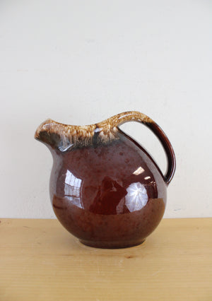 Hull Brown Glazed Tilted Ceramic Pitcher