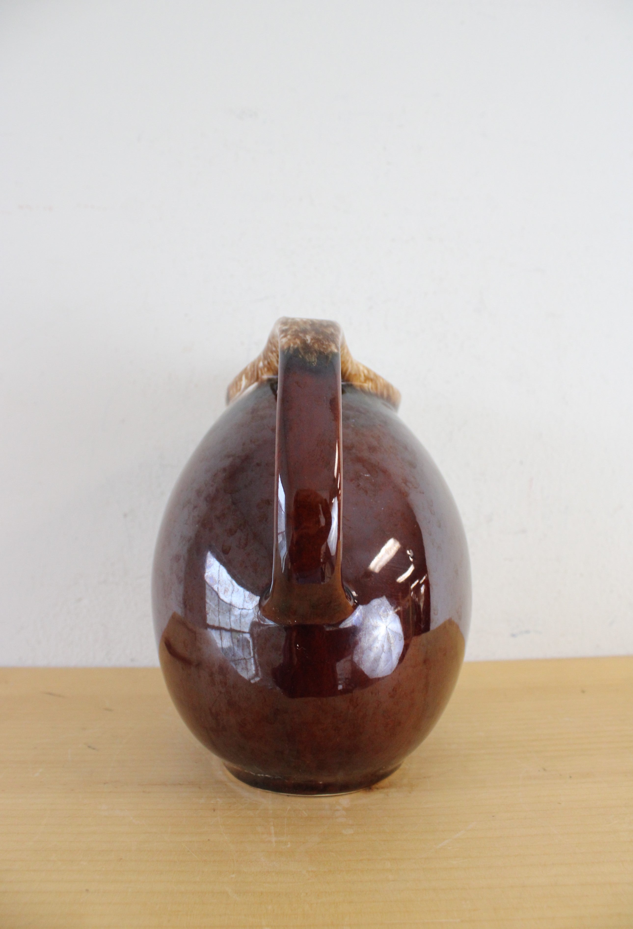 Hull Brown Glazed Tilted Ceramic Pitcher