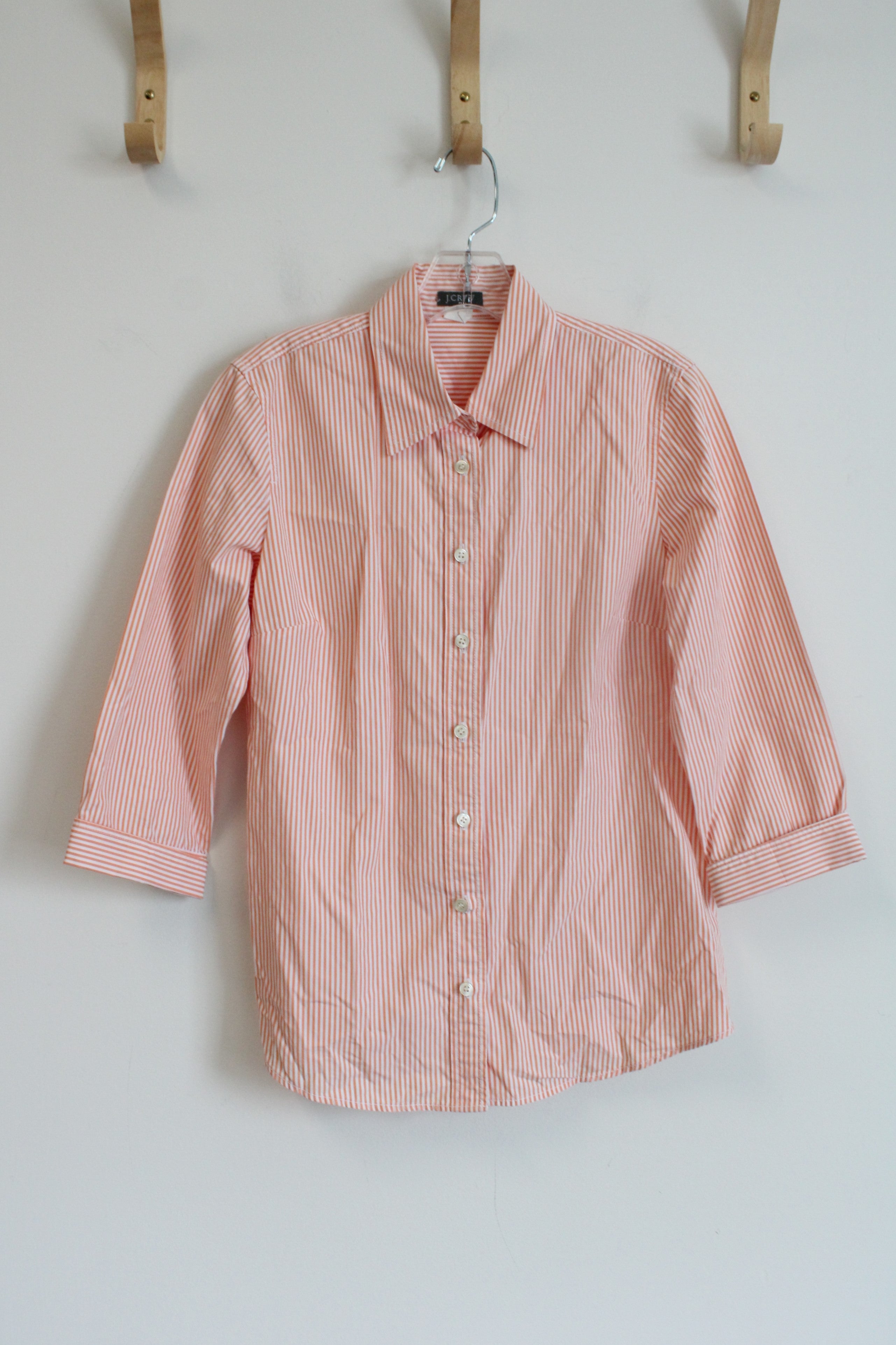 J.Crew Peach Orange & White Striped Button Down Top | M