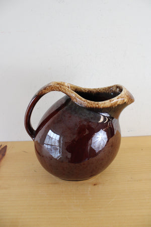 Hull Brown Glazed Tilted Ceramic Pitcher