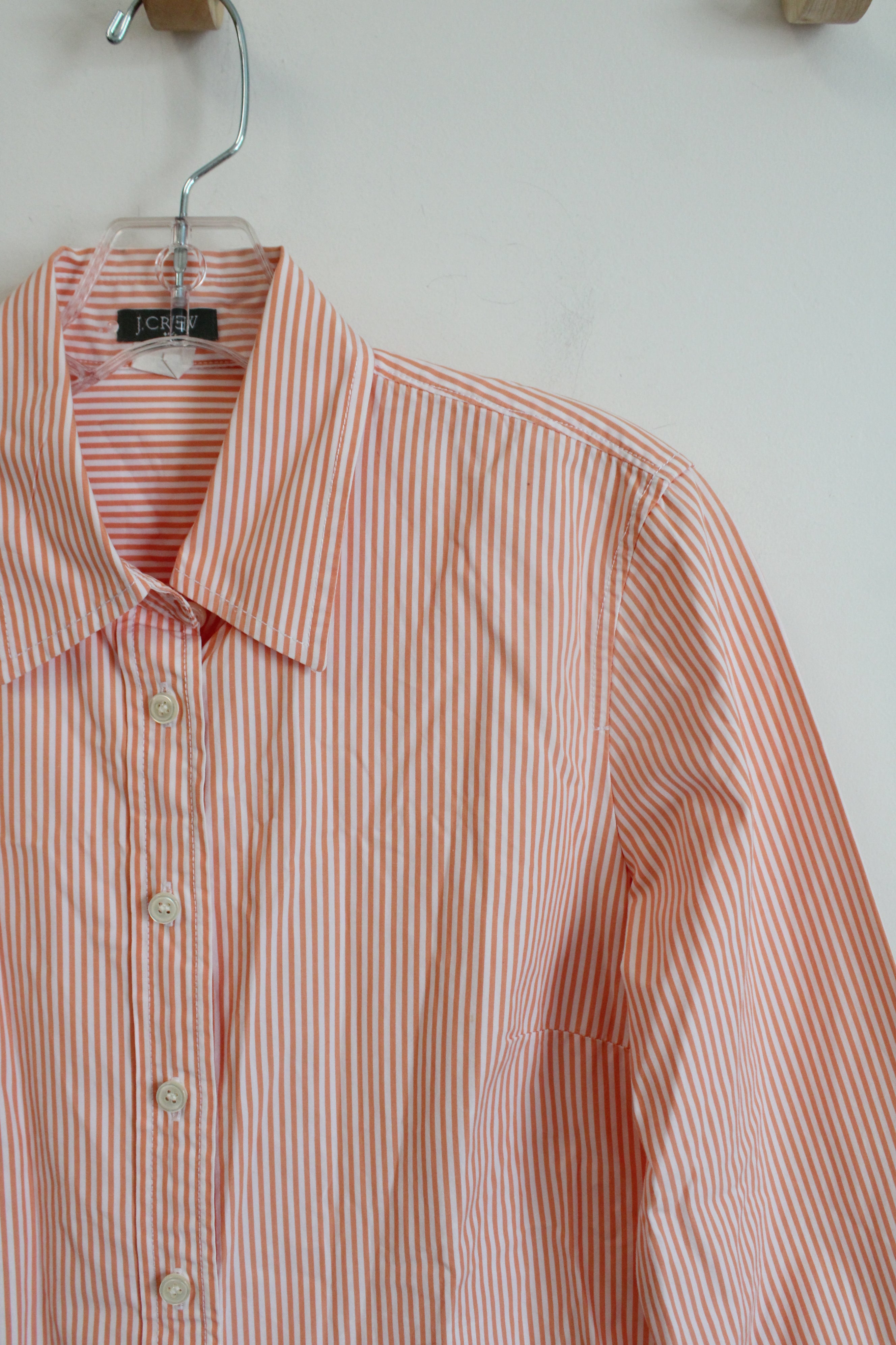 J.Crew Peach Orange & White Striped Button Down Top | M