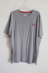 Under Armour HeatGear Loose Fit Light Gray Red Logo Cotton Blend Tee | 3XL