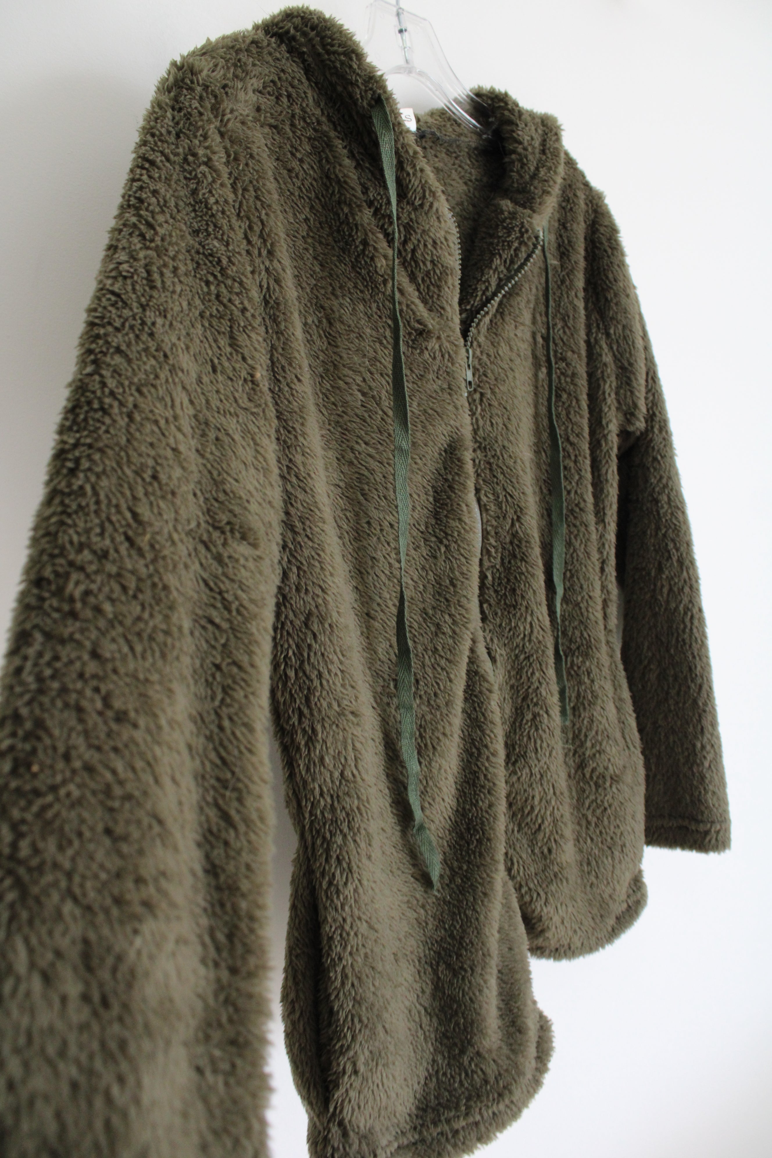 Full Zip Green Fuzzy Hoodie | S