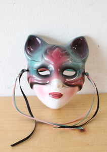 Clay Art Hand Painted Cat Woman Small Ceramic Face Mask