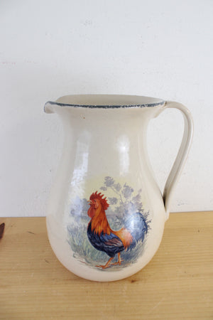 Home & Garden Party Rooster Tan Large Ceramic Pitcher