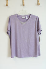 NEW Alfred Dunner Beaded & Sequined Lavendar Top | 1X