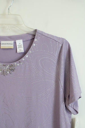 NEW Alfred Dunner Beaded & Sequined Lavendar Top | 1X