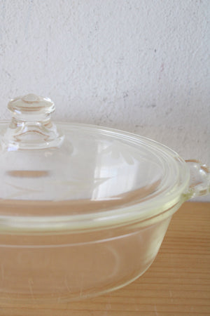 Pyrex Vintage Clear Glass Covered Casserole Dish