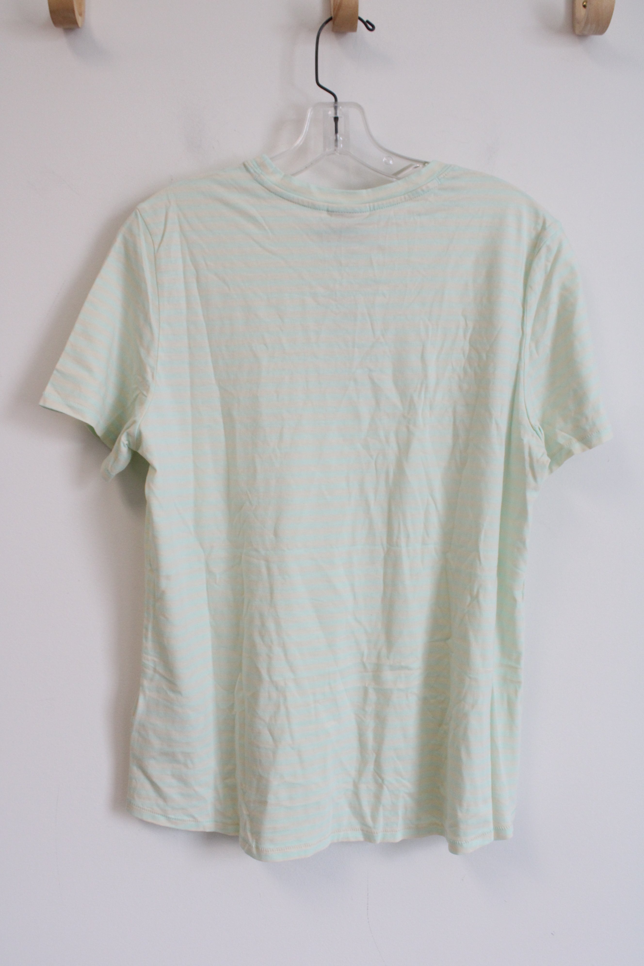 NEW The North Face Mint Green & Tan Striped Slim Fit Top | L