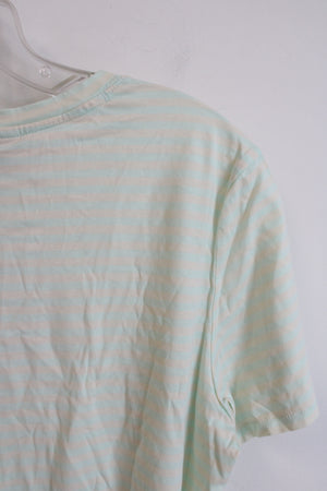 NEW The North Face Mint Green & Tan Striped Slim Fit Top | L