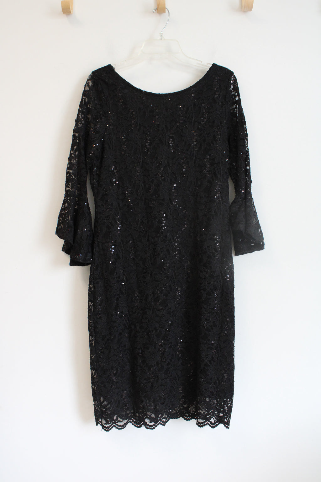 Tiana B. Black Sequined Long Sleeved Dress | 14