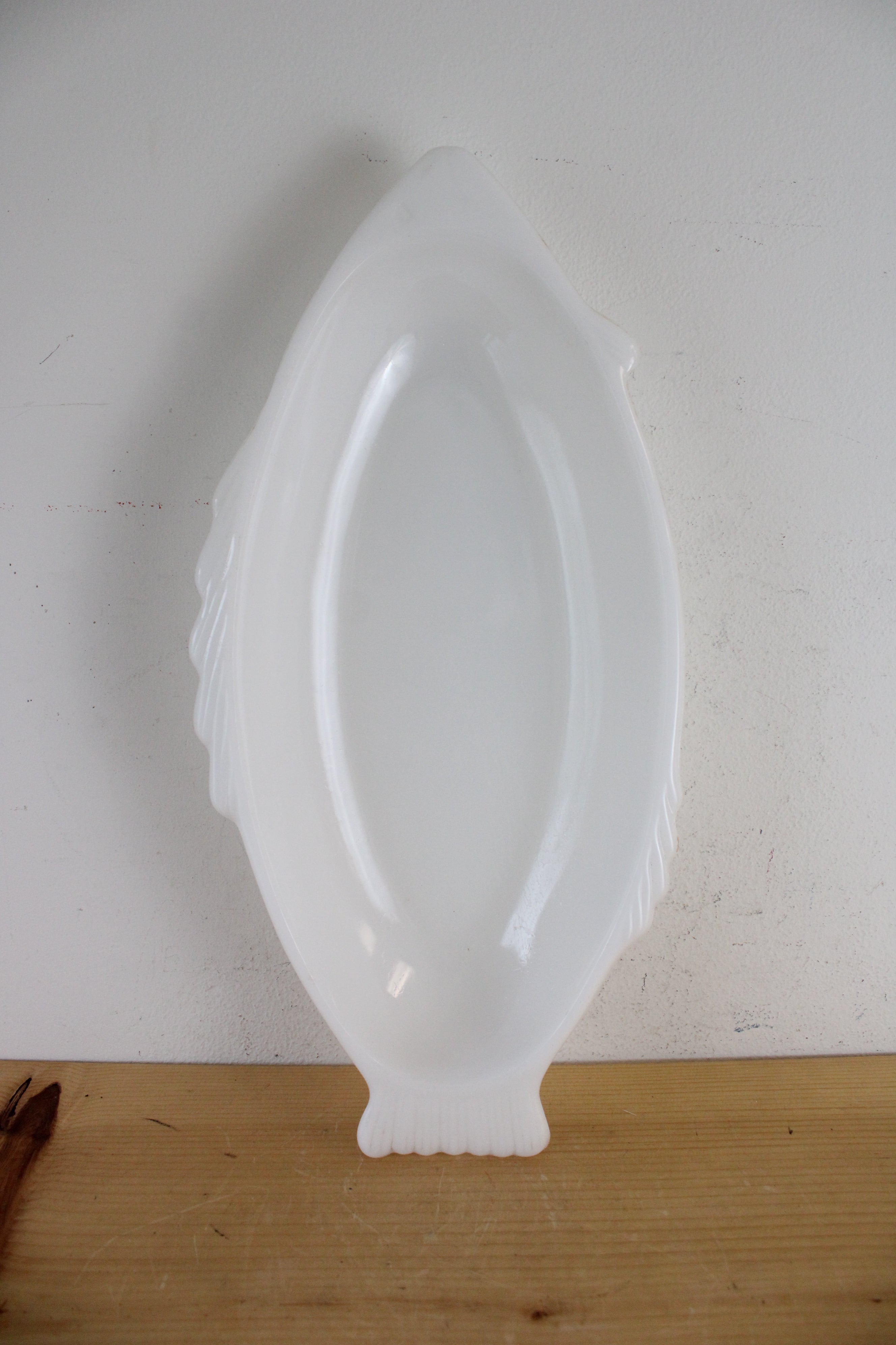 Glasbake Milk White Glass Fish Platter