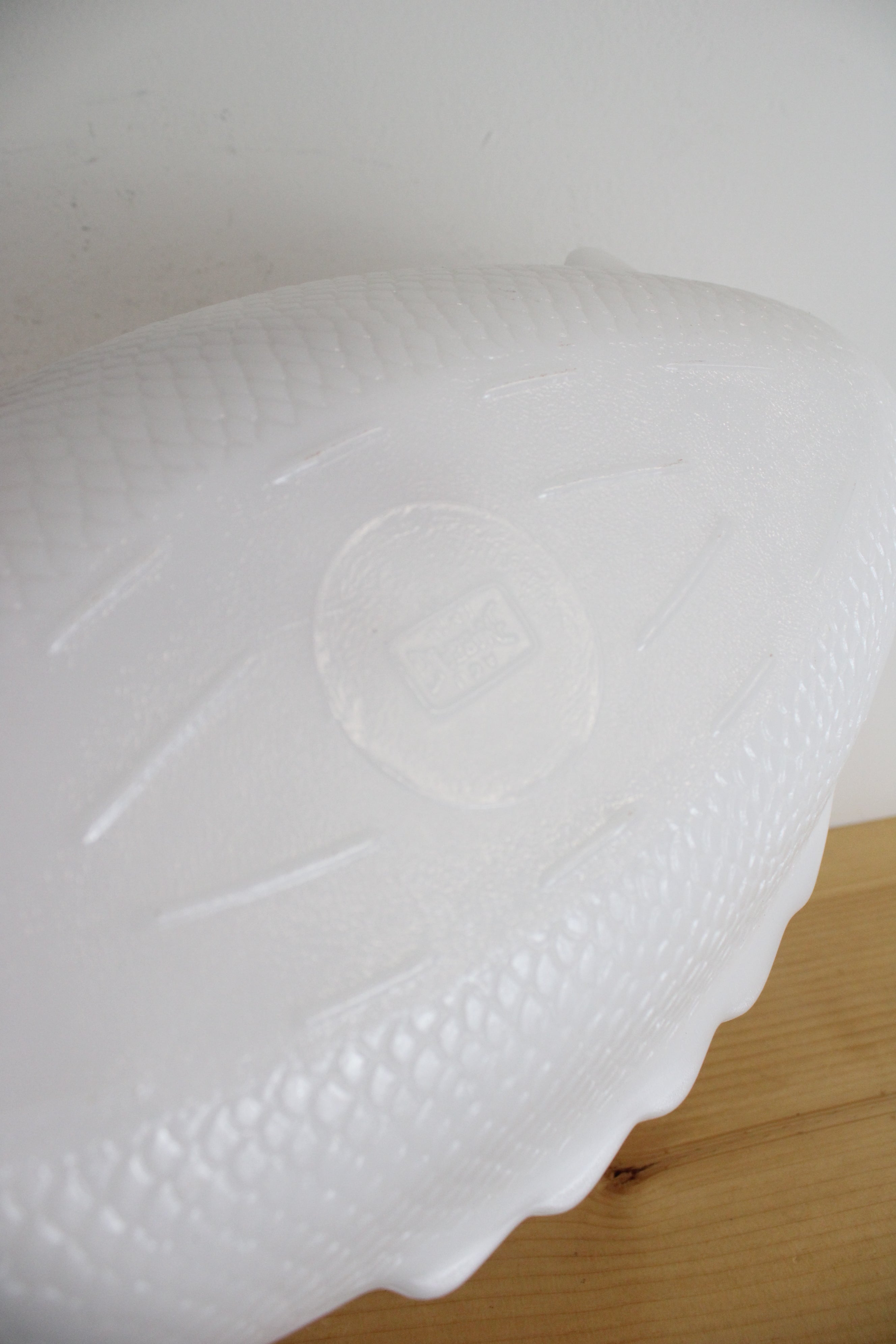 Glasbake Milk White Glass Fish Platter