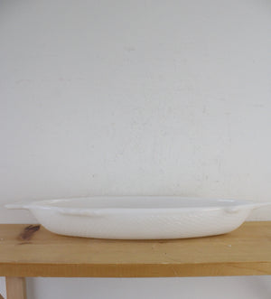 Glasbake Milk White Glass Fish Platter