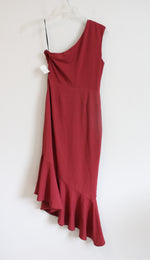 NEW Hutch Pastel Red One Shoulder Slanted Hem Dress | S