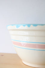 McCoy Large Blue & Pink Striped Ceramic Mixing Bowl