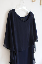 NEW Glamour Night Navy Chiffon Poncho Overlay Dress | 14W