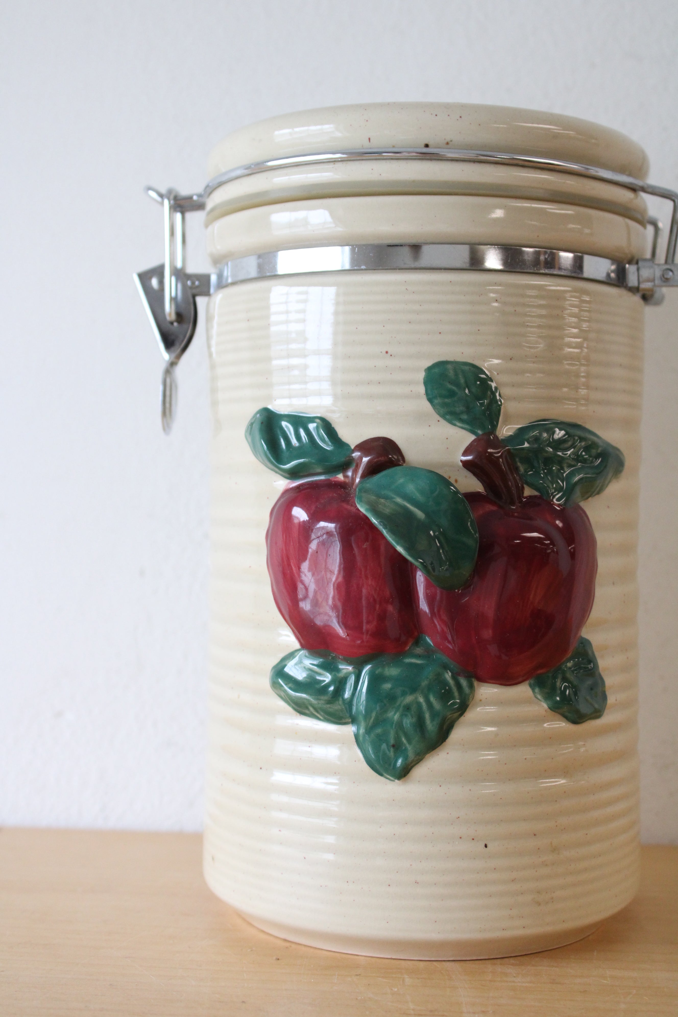 Vintage Tall Ceramic Apple Cannister