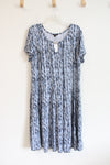 Sami & Jo Blue Gray & Black Patterned Dress | 2X