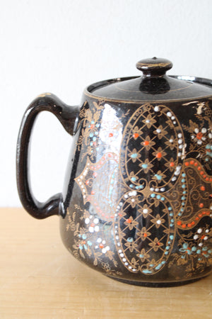 Vintage Hand Painted Brown & Gold Designed Teapot