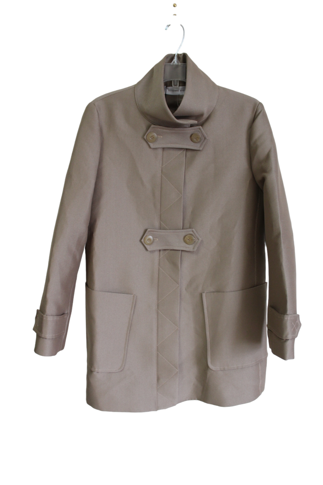 NEW Etienne Aigner Tan Trench Khaki Wool Coat | 6