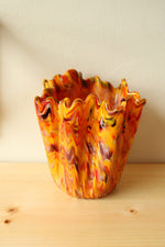 Yellow Orange Red Hand Blown Vase