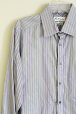 Robert Graham Tailored Fit Purple Striped Cotton Shirt | Size 42 16.5