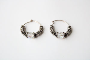 925 Sterling Silver Beaded Hoops