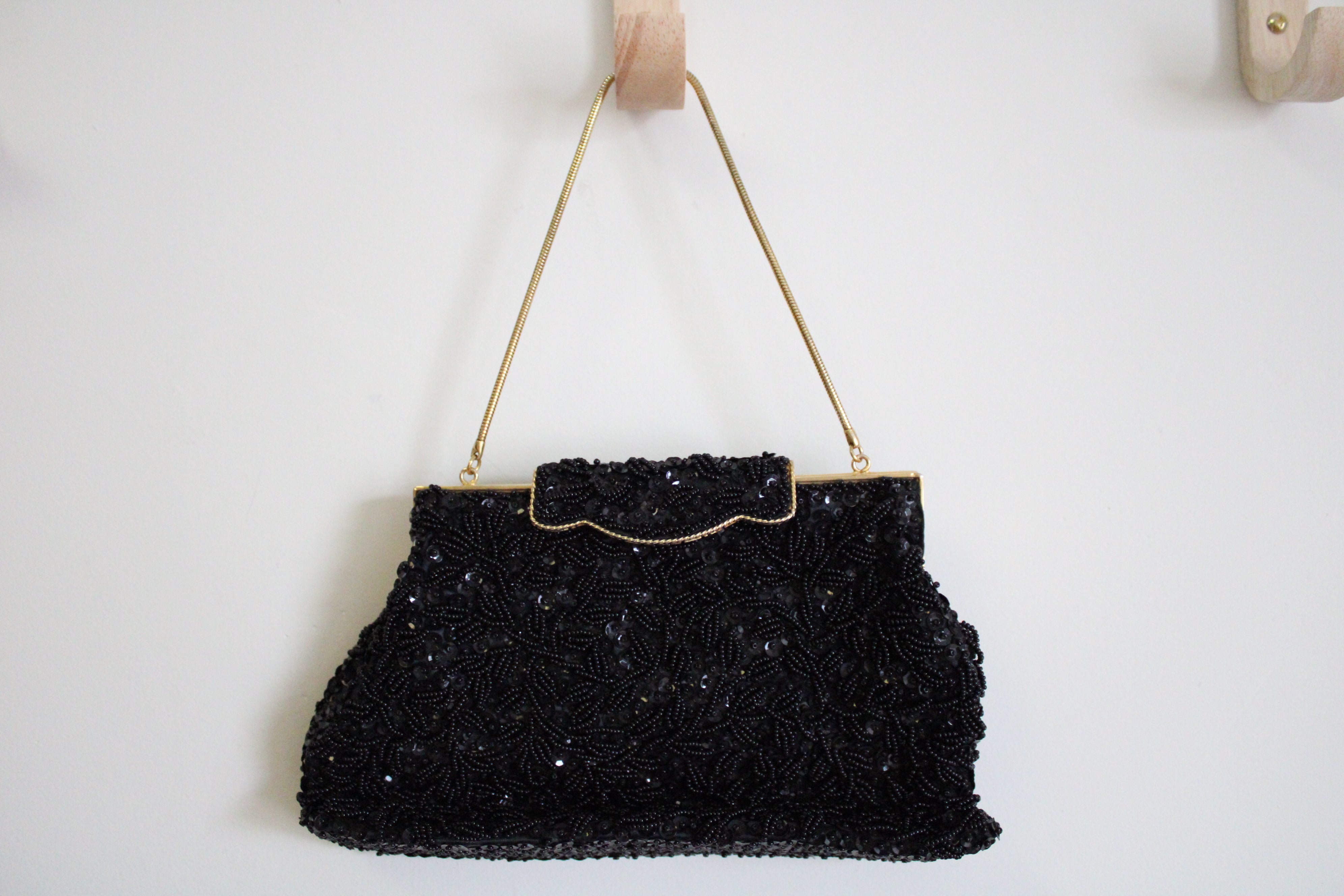 Vintage Black Beaded Mini Bag