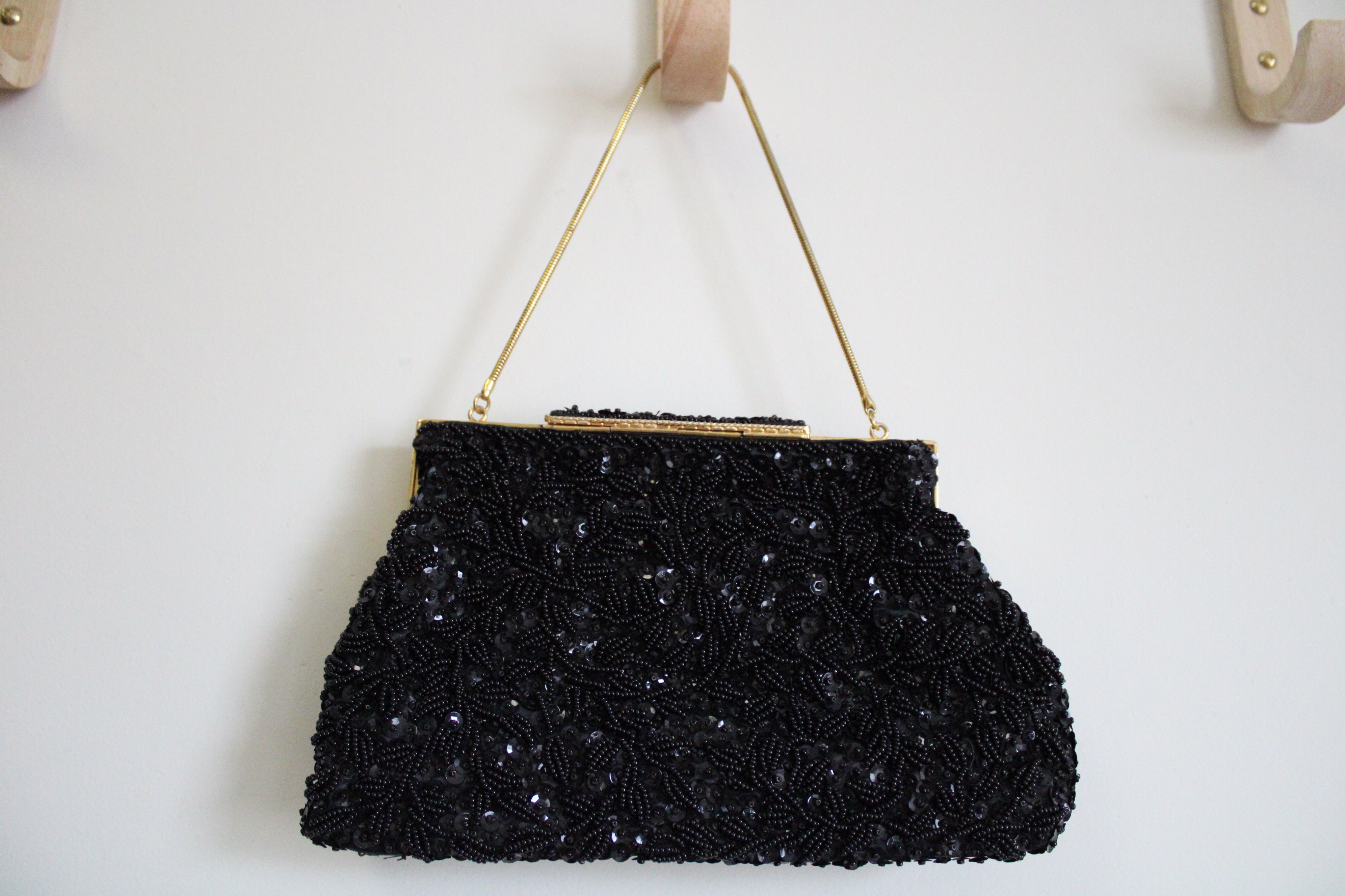 Vintage Black Beaded Mini Bag