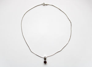 Red Jewel Pendant Sterling Silver Necklace