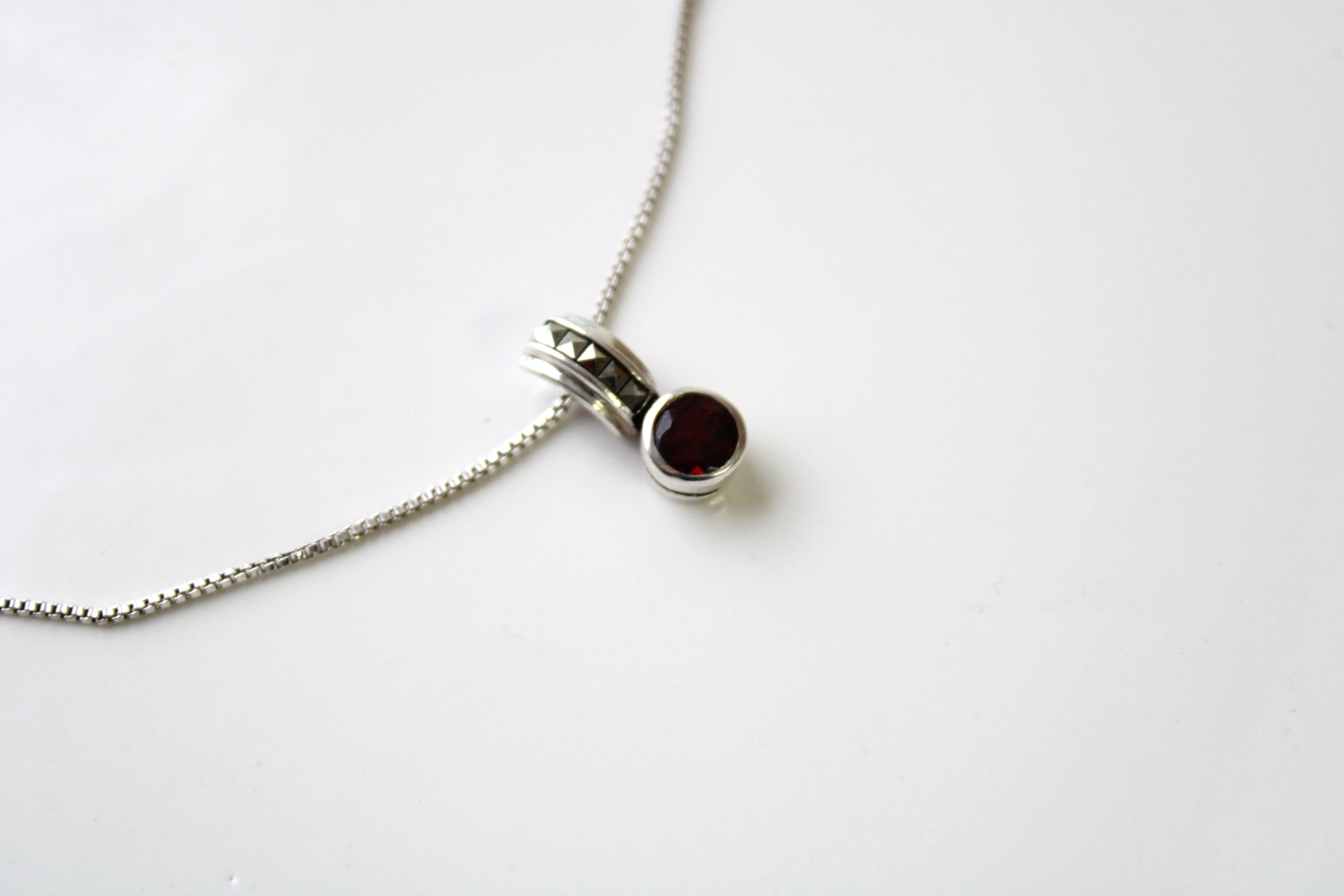 Red Jewel Pendant Sterling Silver Necklace